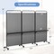 3-Panel Folding Room Divider with 3 Metal Shelves and Lockable Wheels
